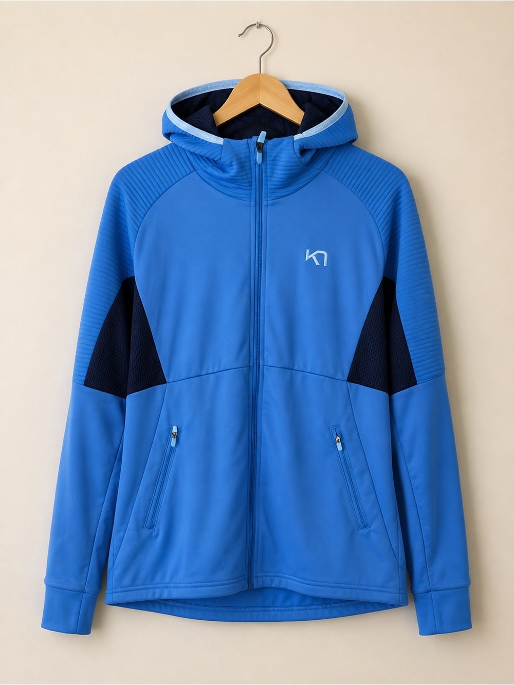 Kari Traa Blue Full Zip Hooded Fleece Jacket Size Large